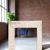 Hand-carved Elegant Aqua Floral Mirror Frame